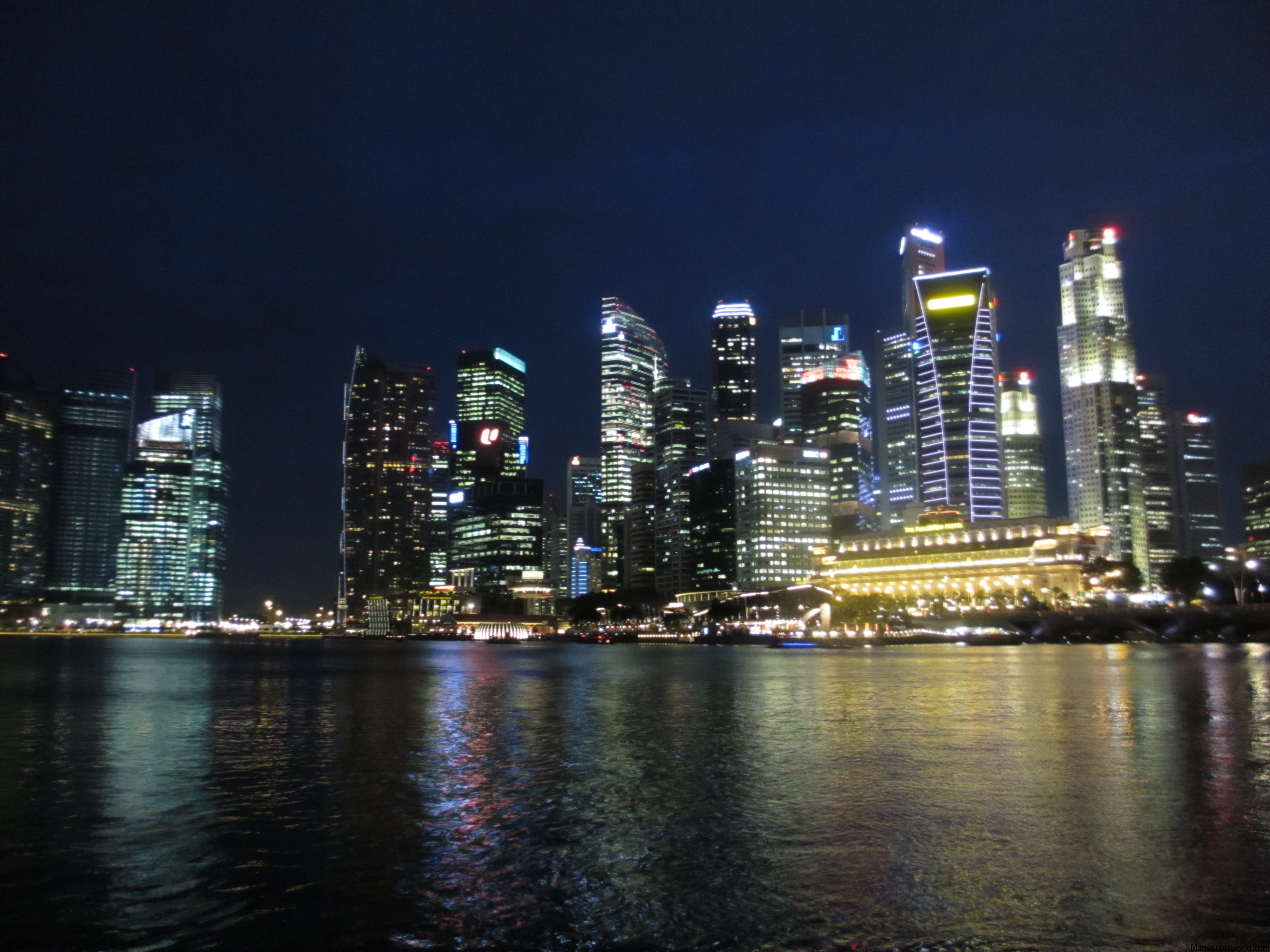 The Singapore skyline by night