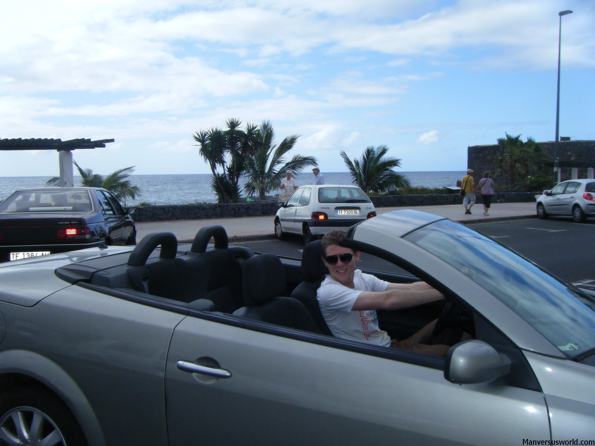Me driving a conveertible in Tenerife.
