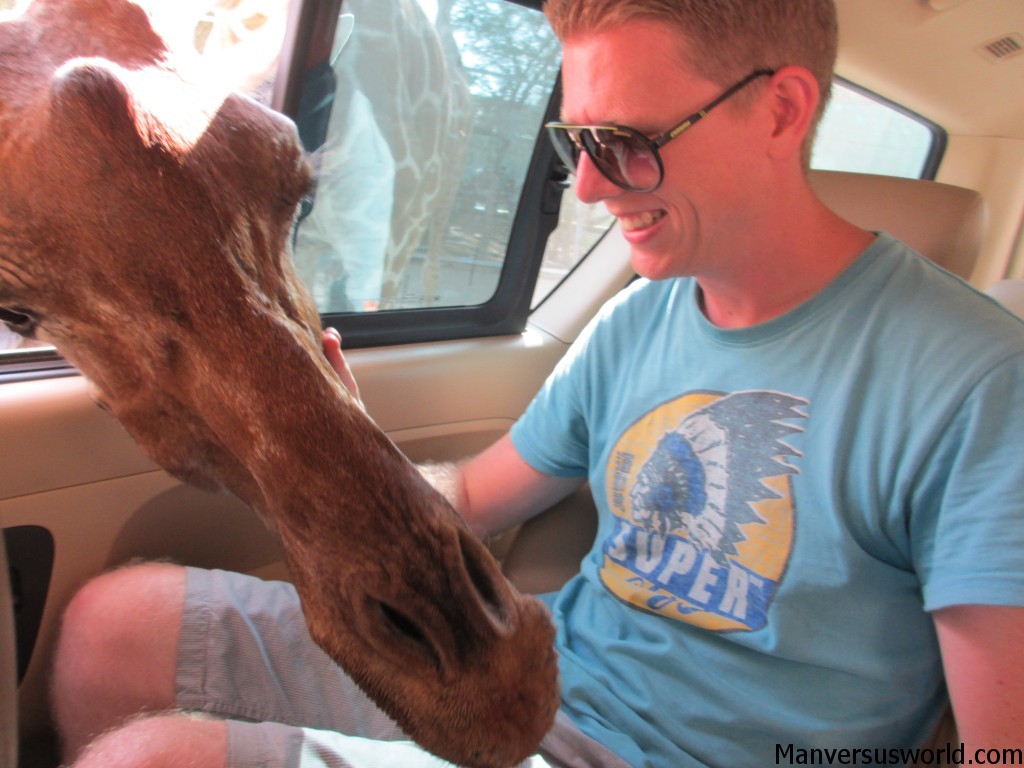 Me feeding a giraffe at Kanchaburi Safari Park Open Zoo