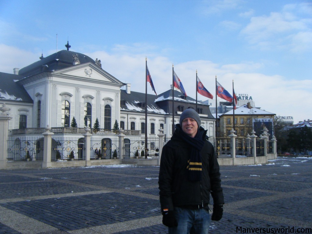 Me in a very cold Bratislava, Slovakia