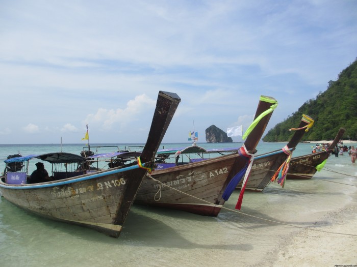 Picturesque Thai long-boats in the islands