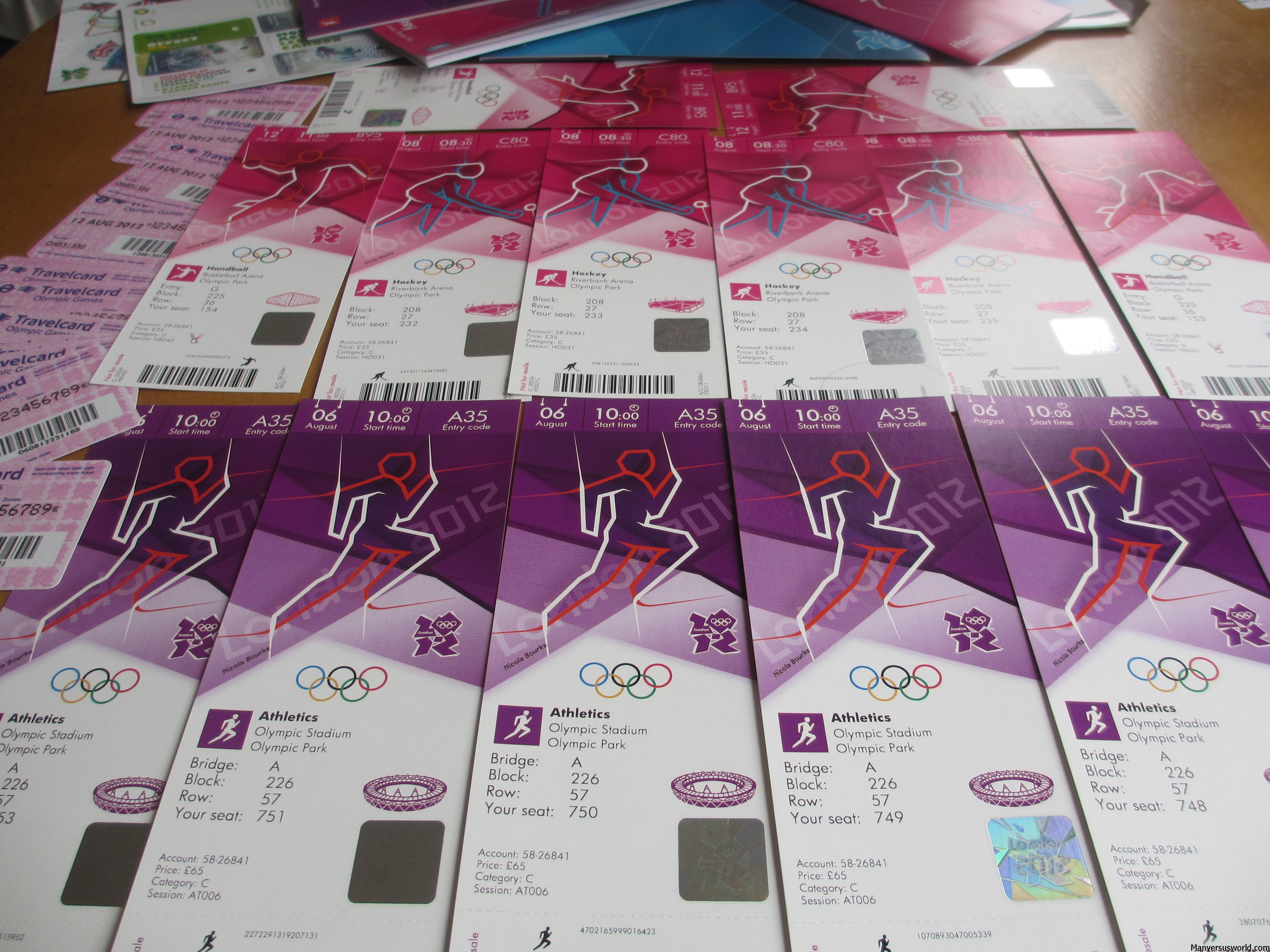 My London 2012 Olympic Games tickets - handball, athletics, hockey