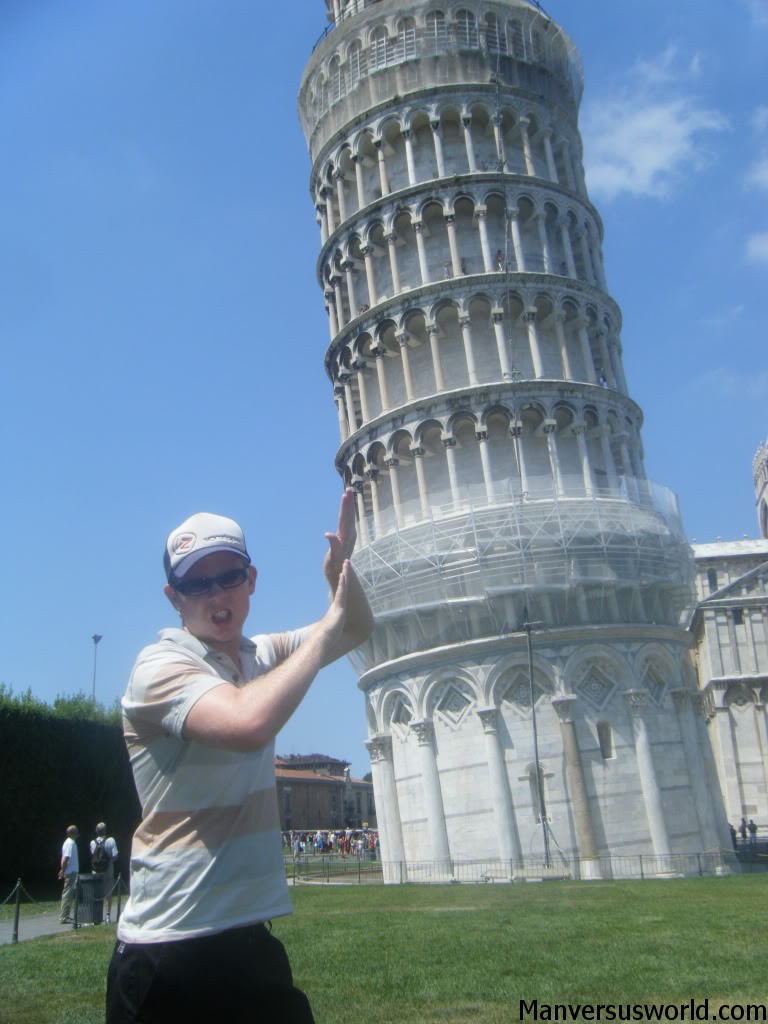 I hold up the Leaning Tower of Pisa