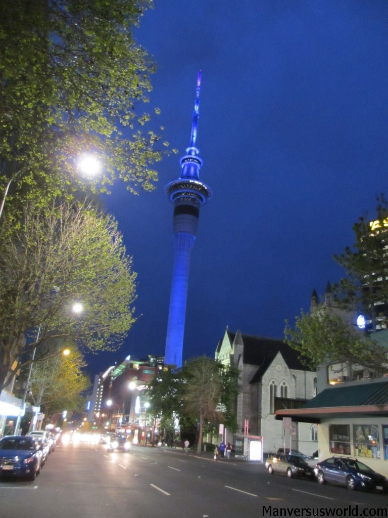 The Auckland Sky Tower at night