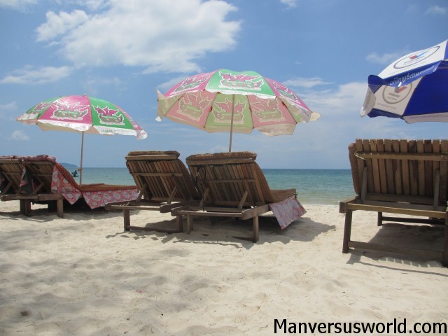 Beach chairs at Serendipity Beach, Shanoukville, Cambodia