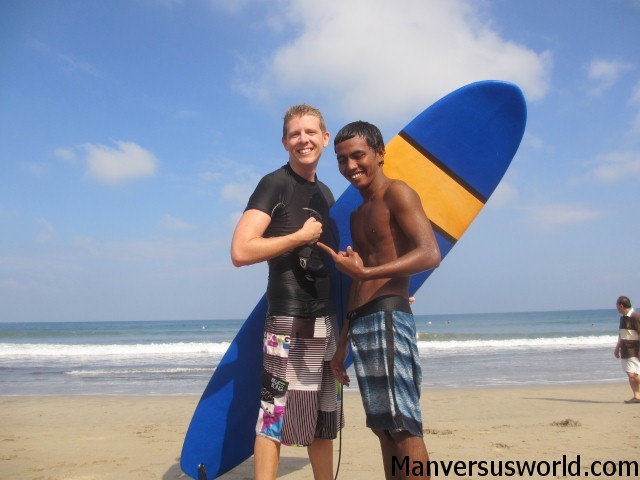 My surfing instructor and me on Kua Beach, Bali