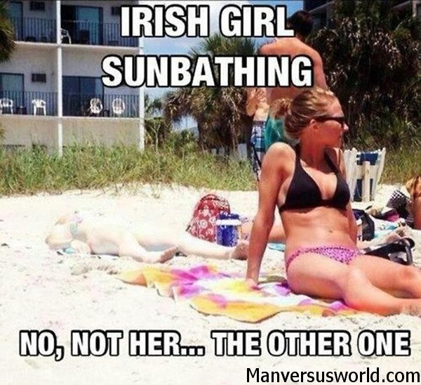 Joke: an Irish girl sunbathing