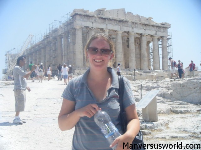 Nicola stands in front of Athens' Acropolis