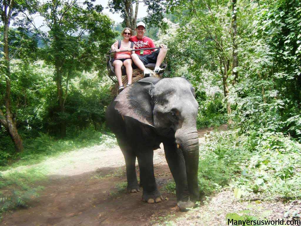Riding an elephant in Chiang Mai