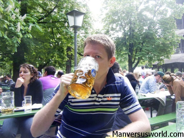 Me drinking a stein in Munich, Germany