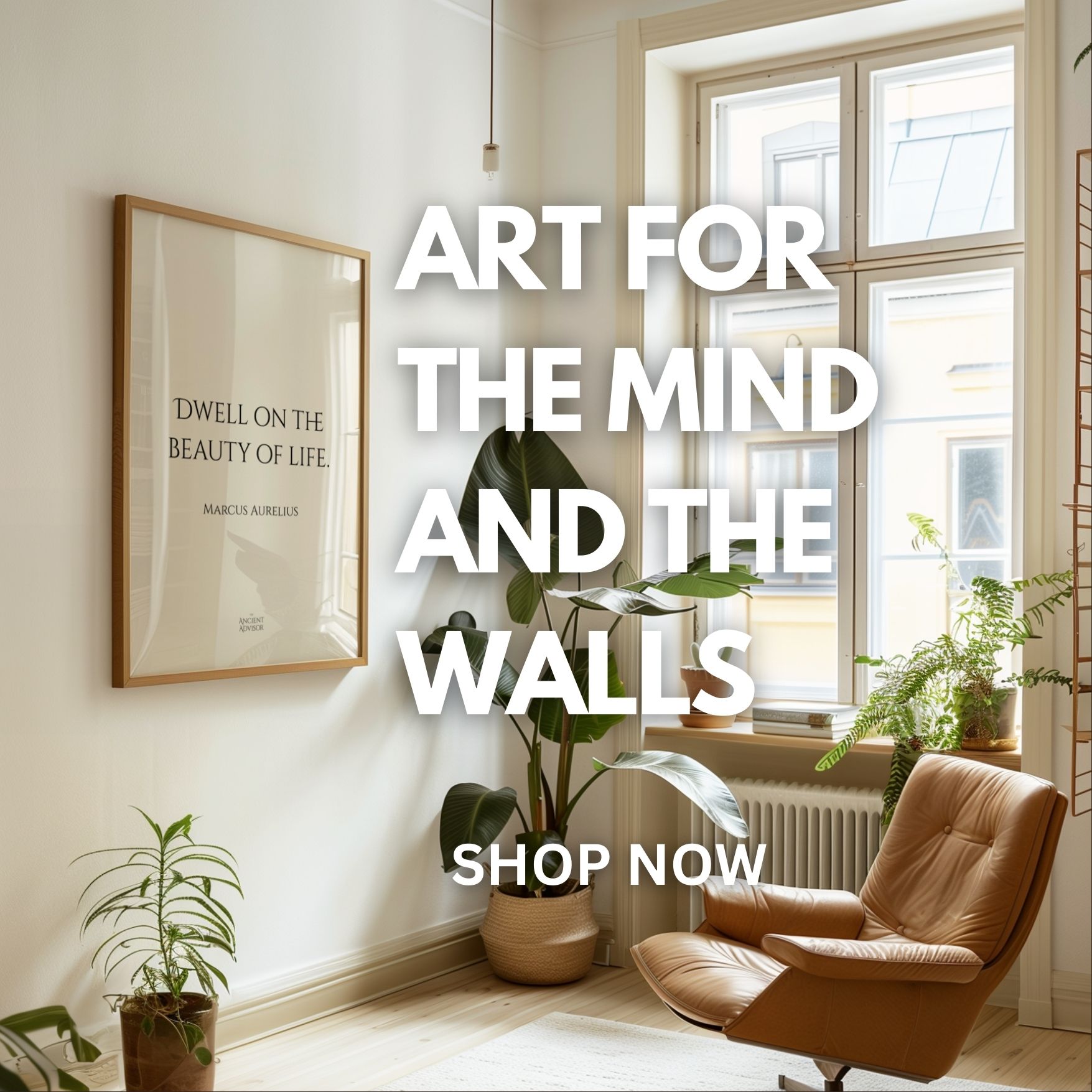 Art for the Mind and Walls - Beautiful interior with framed quote and plants