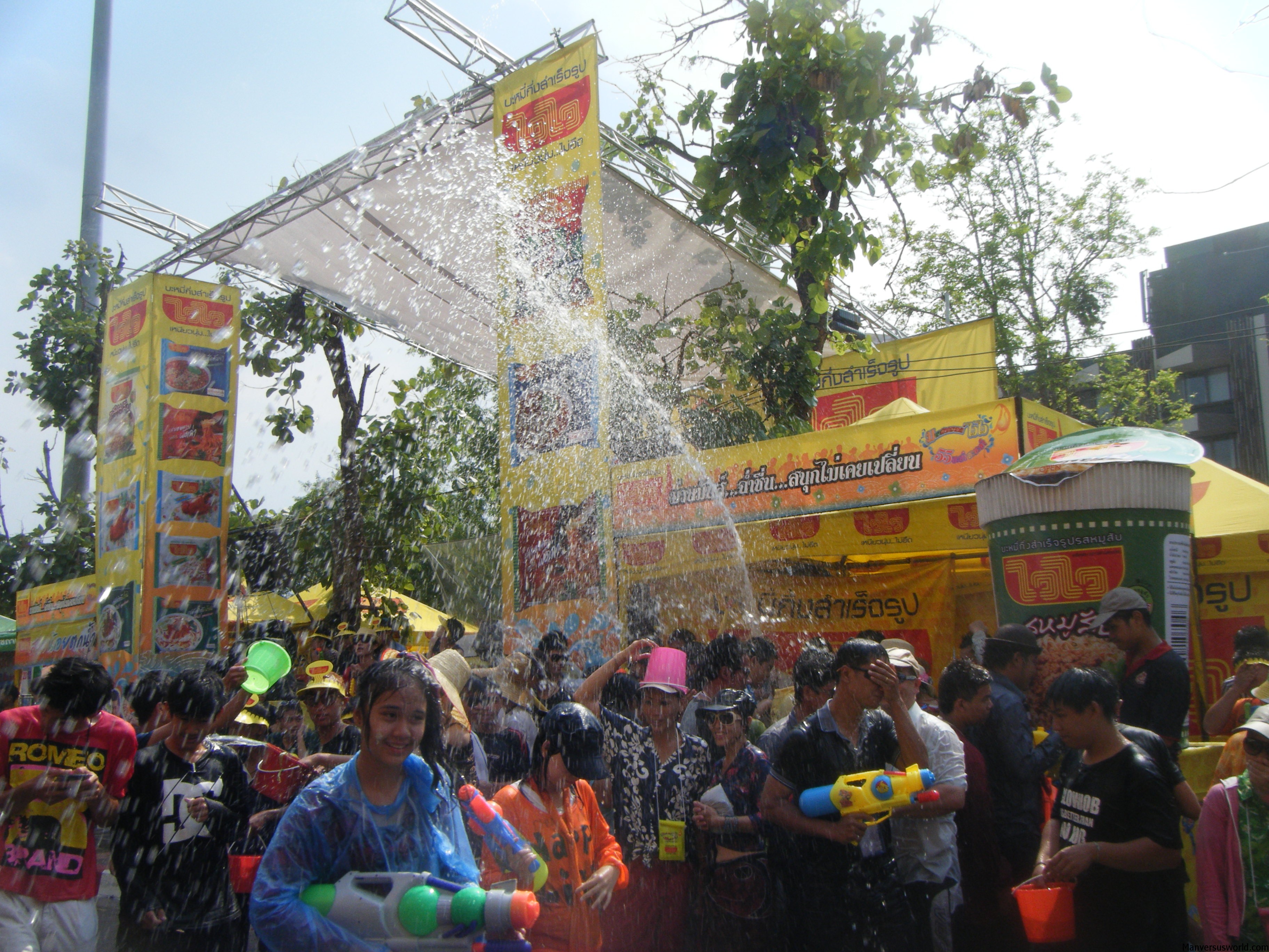 The crowd gets soaked at Songkran in Chiang Mai, Thailand