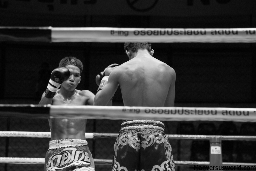 Black and white boxing image