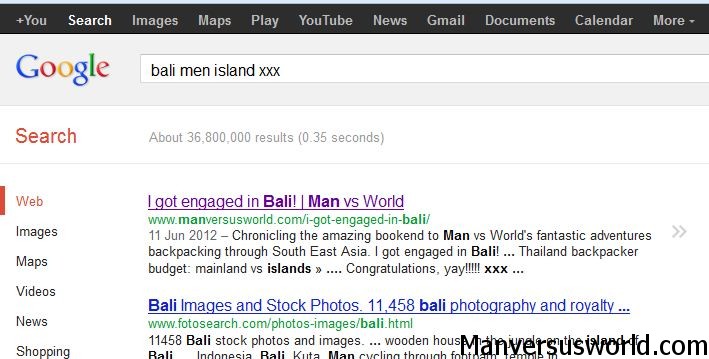 A very weird Google search term brings up my blog as the top result!