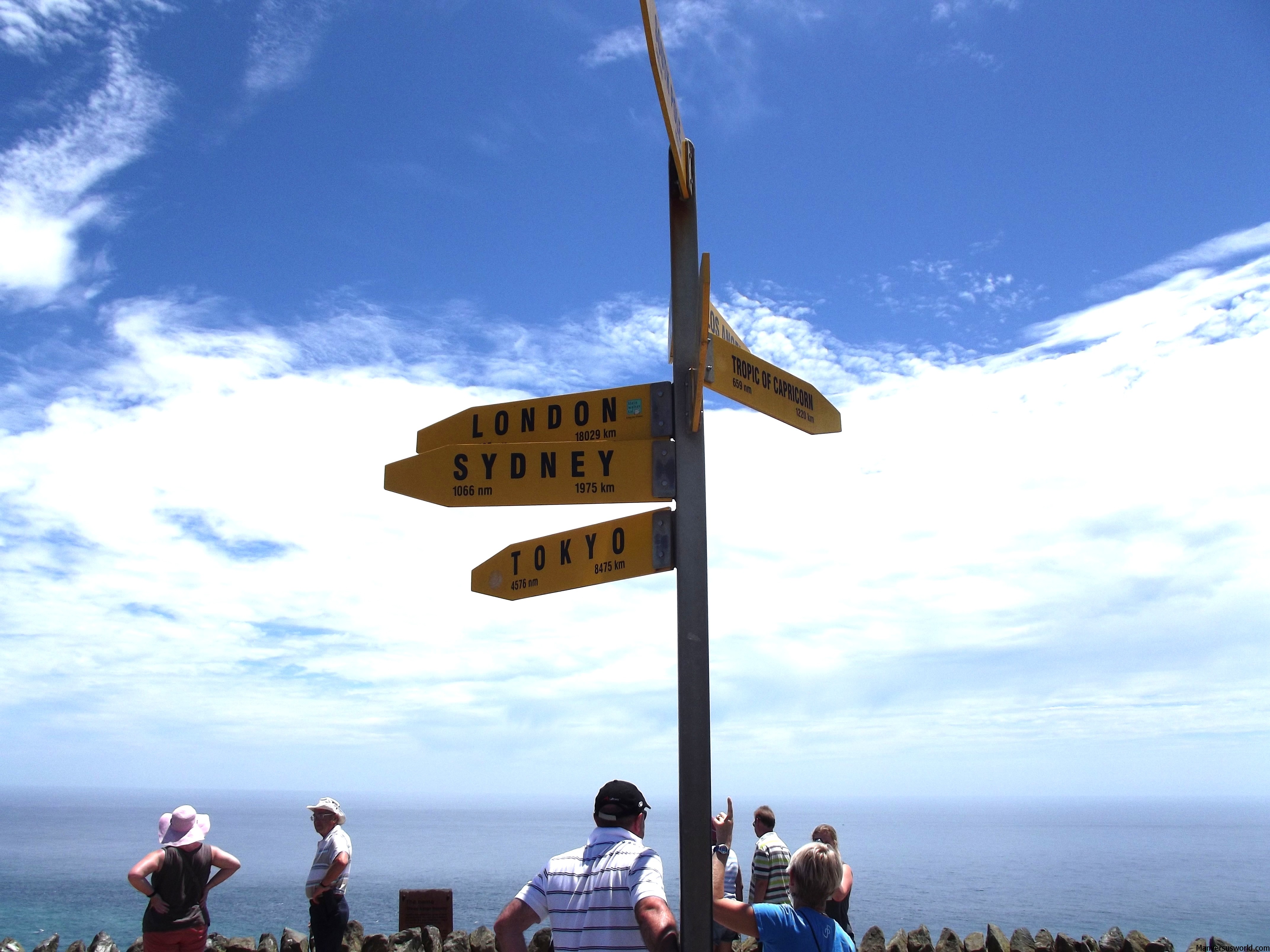 The signpost at Cape Reinga in Northland, New Zealand