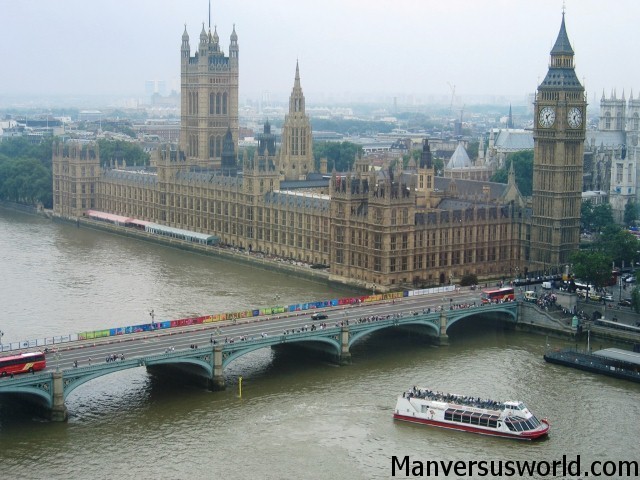 The view of Parliament from the London Eye