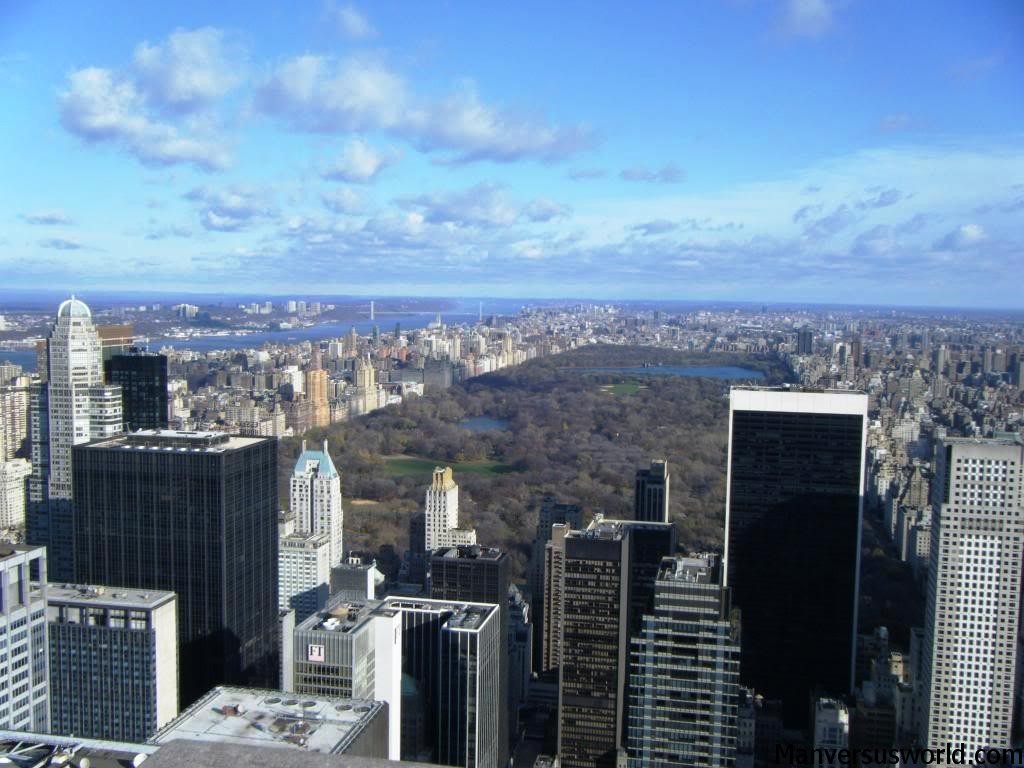 The view over Central Park in New York from the Rockefellar Center