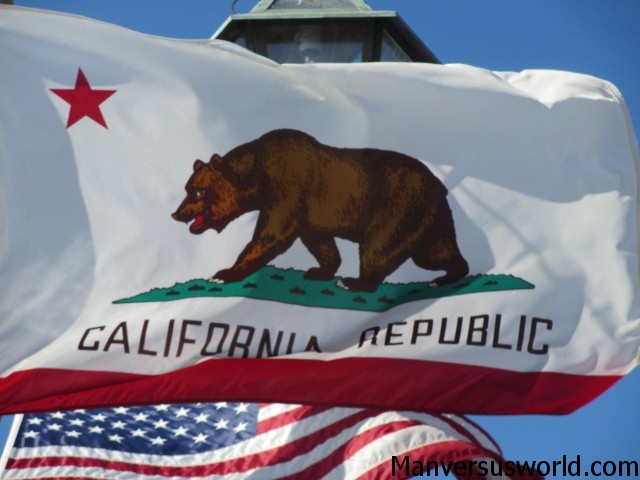 The Californian flag flies high