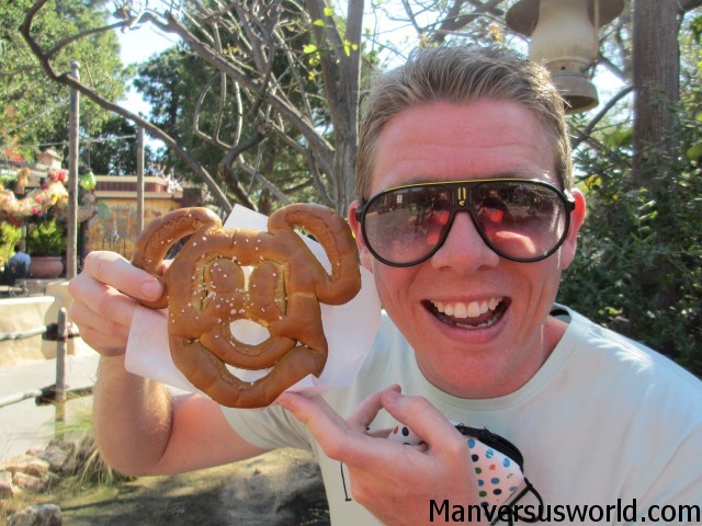 A Mickey Mouse-shaped pretzel at Disneyland, California