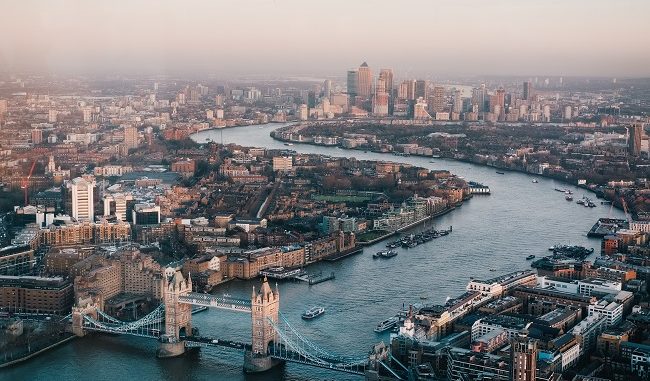 A view of London city from the sky